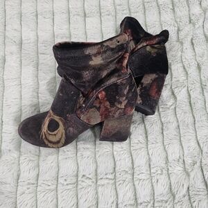 Floral Velvet Ankle Boots